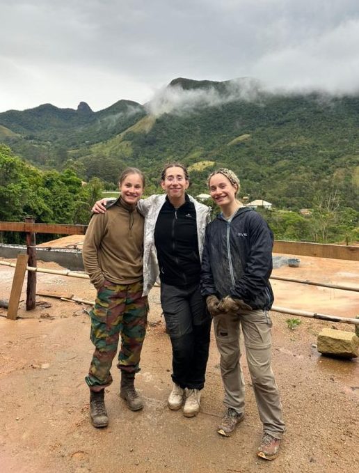 Three Belgian sisters after a day of work on the Ecolibrium natural building project