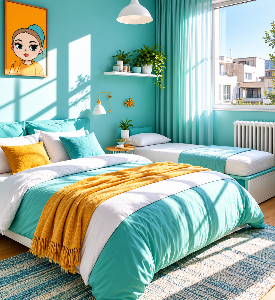 Bright and comfortable bedroom for students participating in a study abroad program in Brazil.