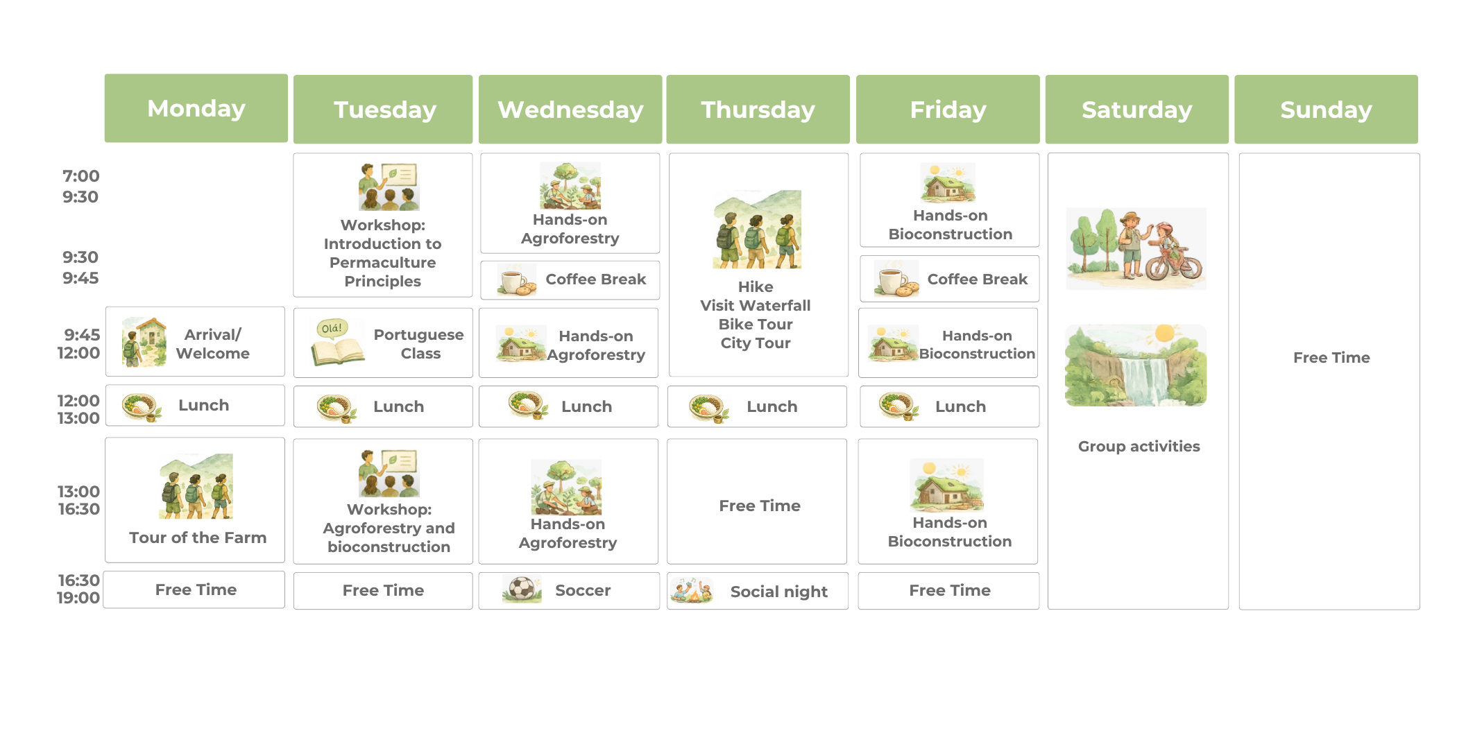 Part two of the Eco Caminhos Study Abroad Program schedule.
