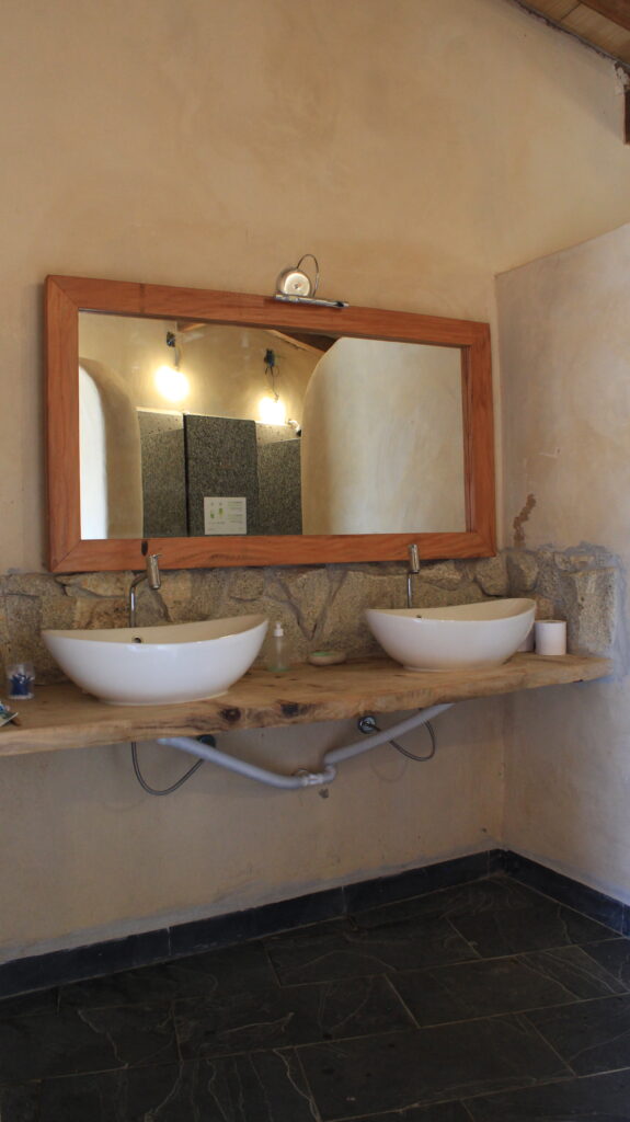Bathroom in Eco Farm made with natural materials