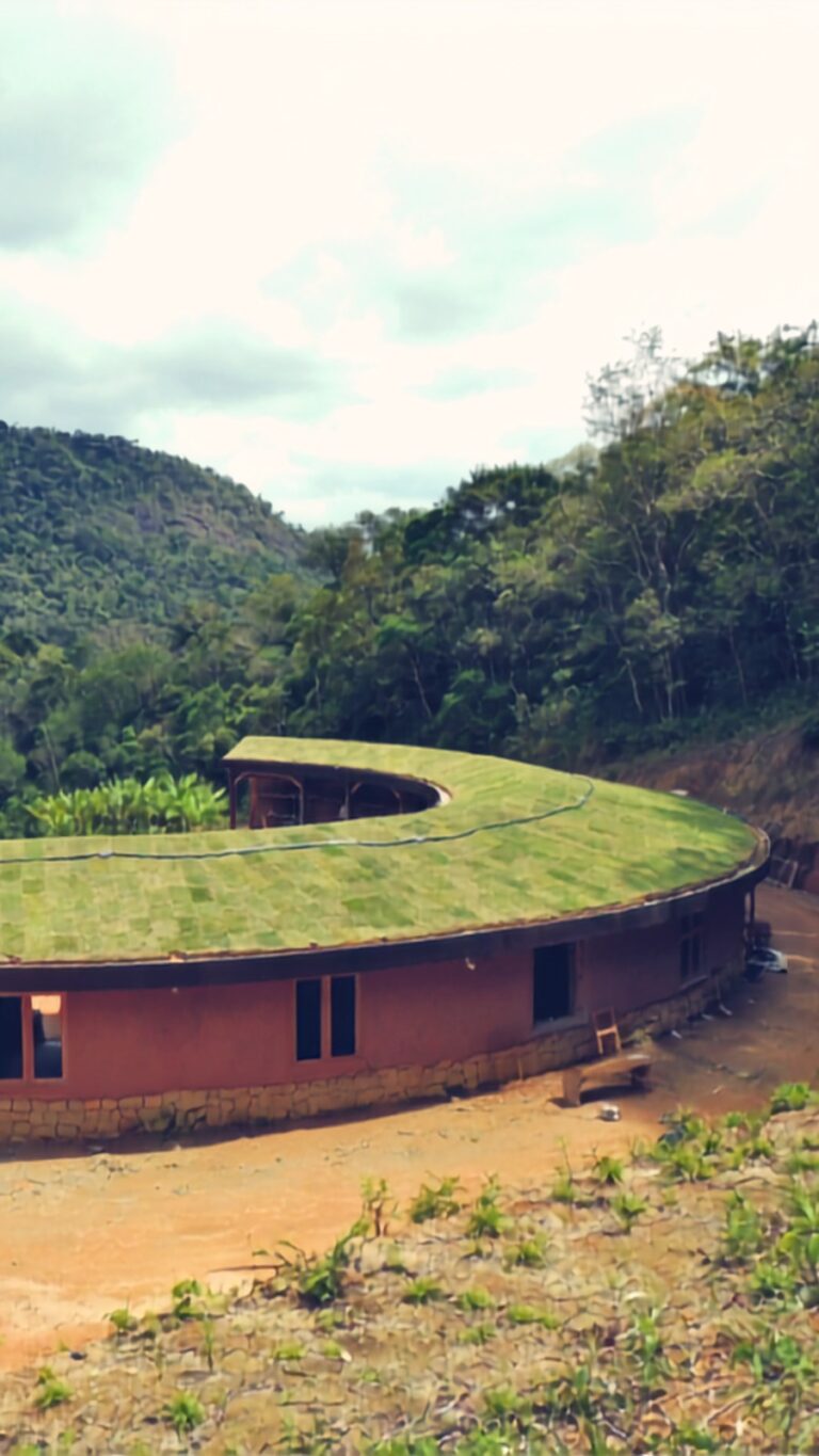 Natural built house in a permaculture farm in the Atlantic Forest