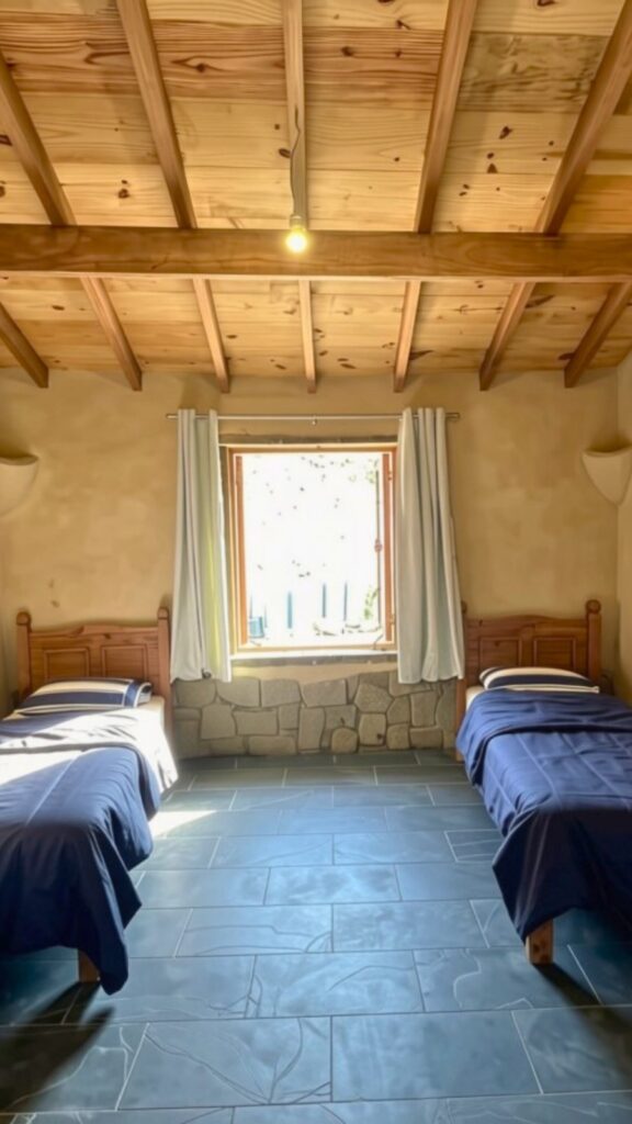 Bedroom built with natural materials