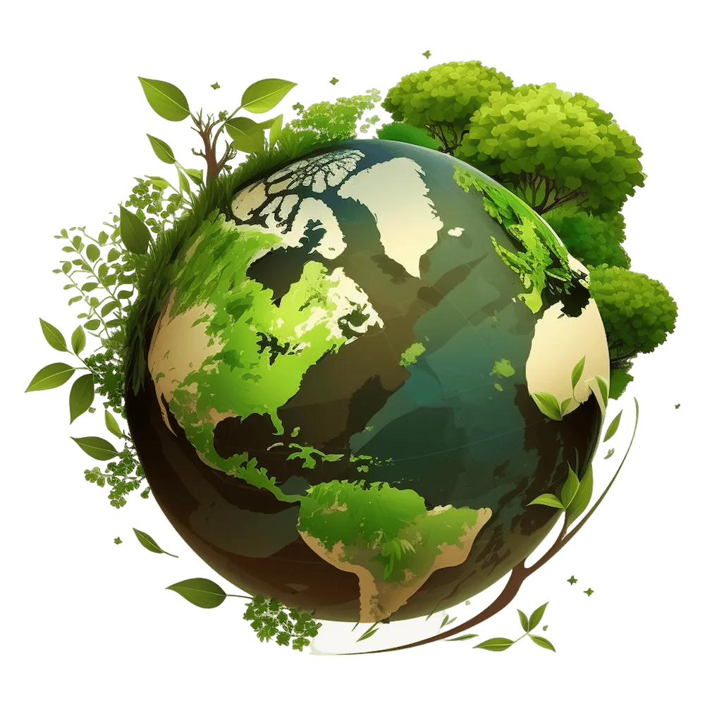 Green planet symbolizing sustainable living, permaculture, and environmental conservation through a volunteer program in Brazil.